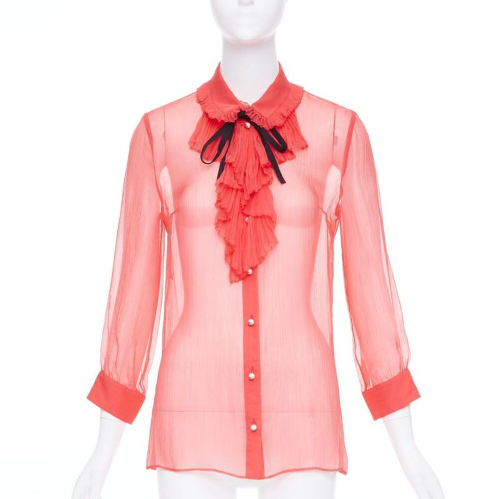 Gucci Silk Chiffon Ruffle Blouse